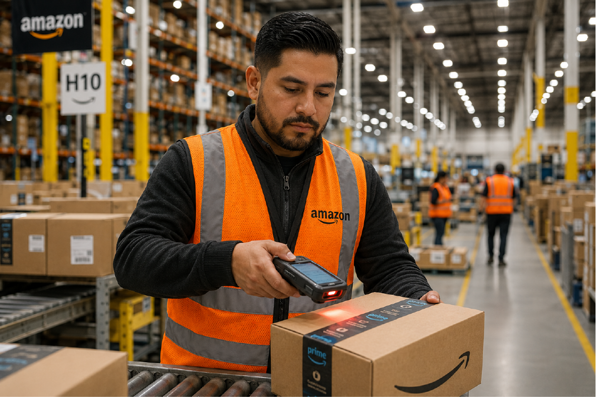 Tipos de trabajo centro logístico Amazon en Estados Unidos y cuánto pagan en 2026
