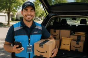 Conductor de amazon flex haciendo entregas