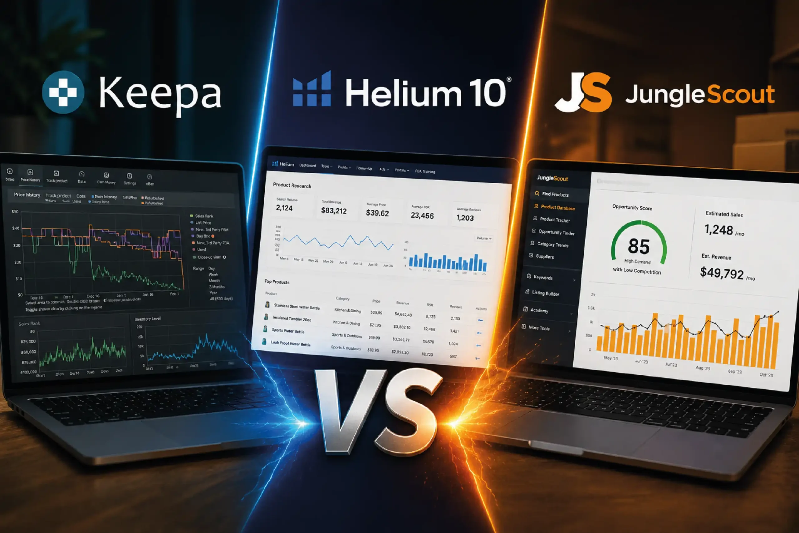 Keepa vs Helium 10 vs Jungle Scout: cuál necesitas realmente para vender en Amazon
