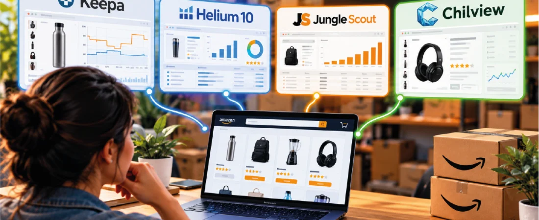 Keepa vs Helium 10 vs Jungle Scout vs Chilview comparativa