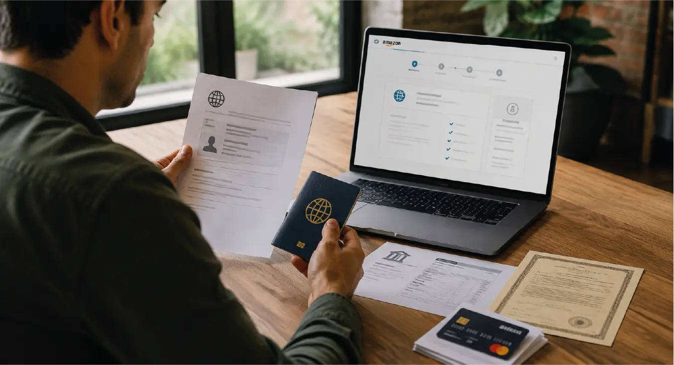 Qué documentos pide Amazon para vender desde fuera de Estados Unidos