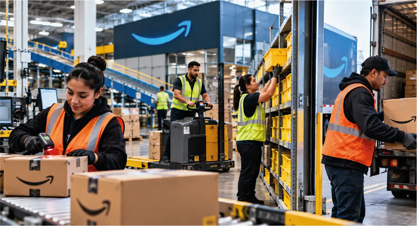 Tipos de trabajo centro logístico Amazon en Estados Unidos y cuánto pagan en 2026
